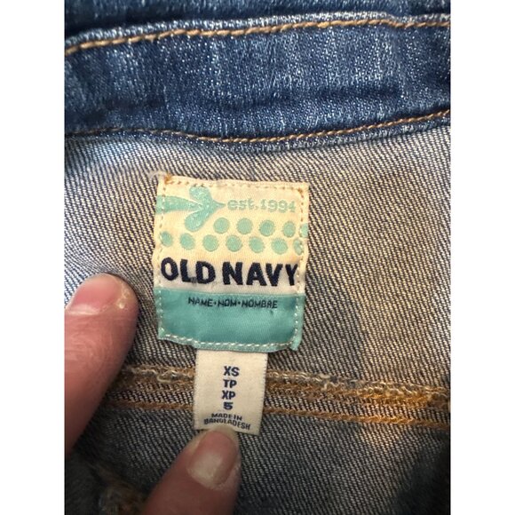 Old Navy XS Denim Jean Jacket Girls Stretch Fit Dark Wash Casual Layering - Picture 2 of 5